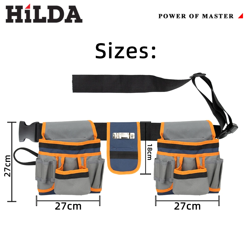 HILDA 26 Pockets Multifunctional Adjustable Tool Storage Bag Wear-resistant Double-layer Waterproof Hardware Tool Waist Bag