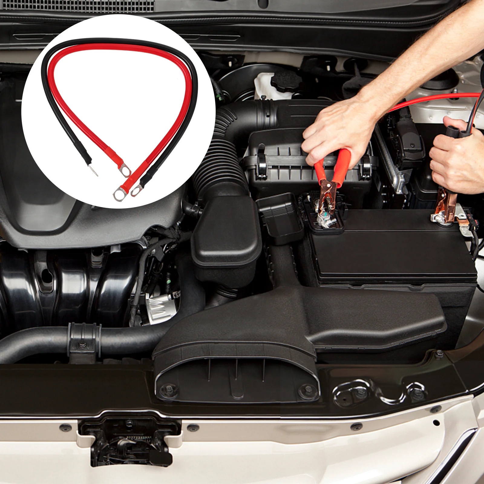 

2Pcs Negative Ground Cable Copper Wire High Temperature Resistant Charging Wire Terminal Kit for Car Marine Rv