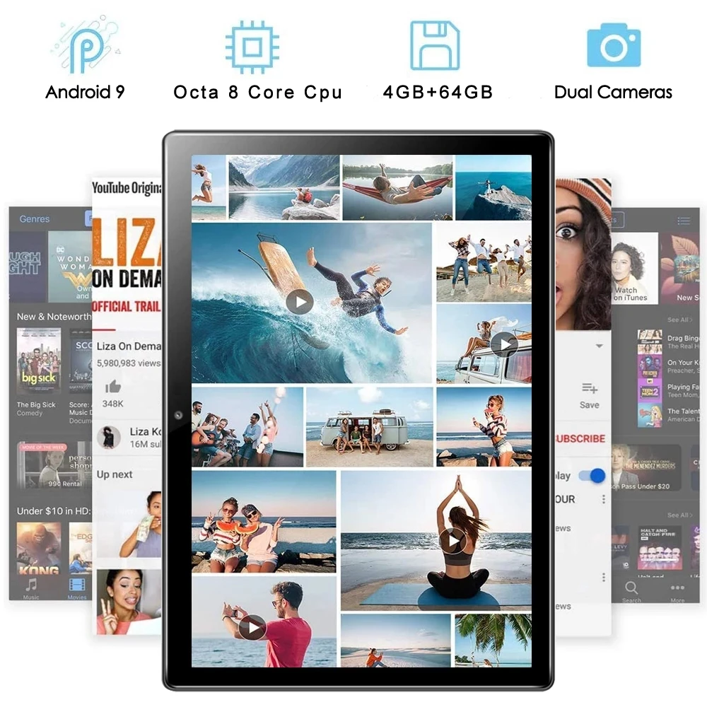 2023มาใหม่ล่าสุด10.1นิ้ว Octa Core แท็บเล็ต Android 9.0โทรศัพท์3G WiFi Bluetooth Dual SIM การ์ด4GB RAM 64GB ROM Ta