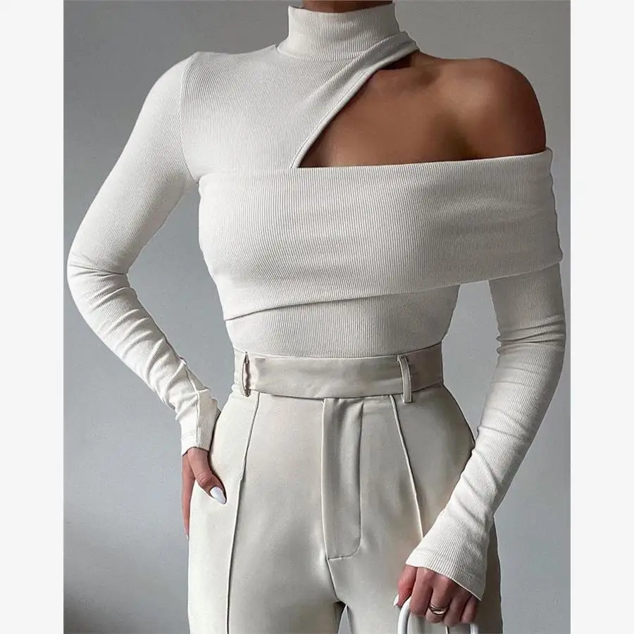 

Женский повседневный топ с колючками Long Sve w бежевого цвета, модный и удобный китайский топ на осенний сезон