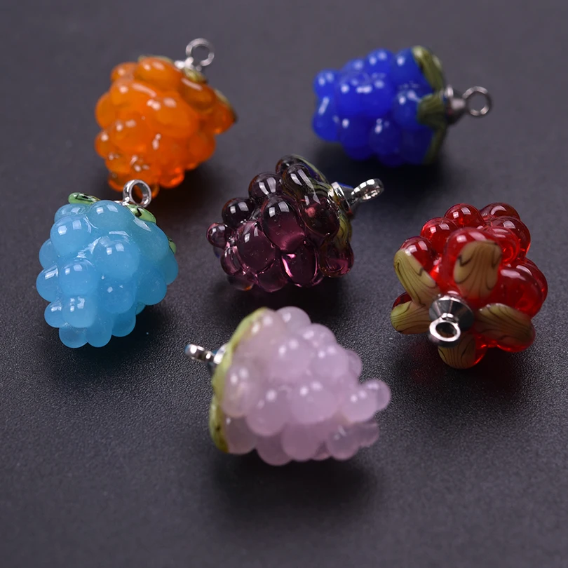 

2pcs DIY Fruit Charm Glass Grape Pendants For Jewelry Making Supplies Colorful Materials To Make Earrings Bracelets Accessories