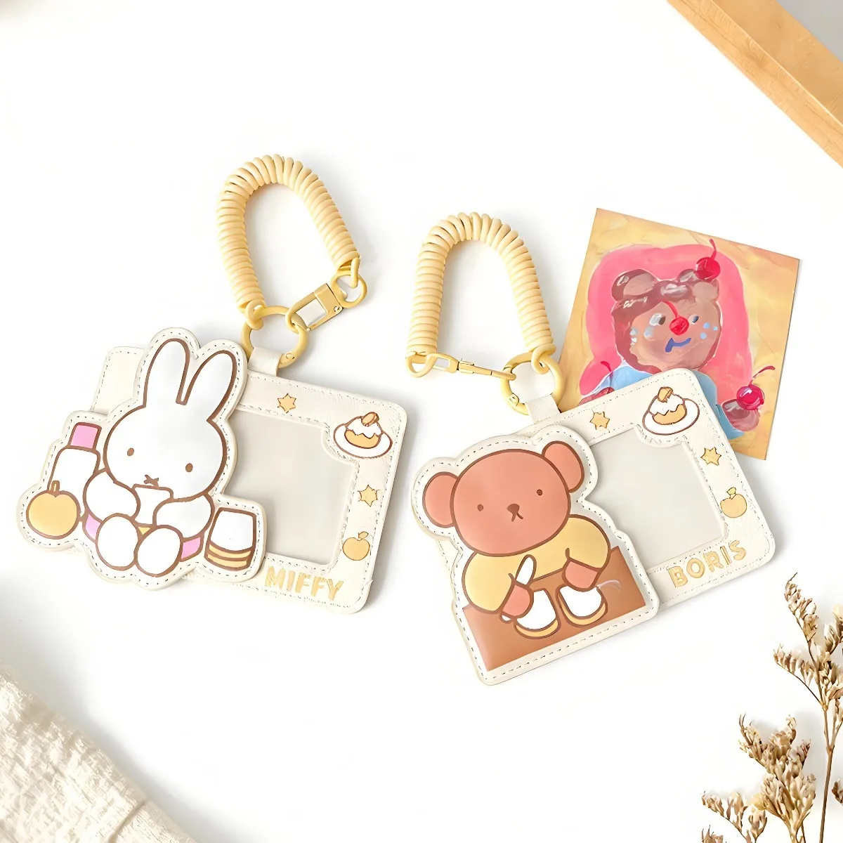 Kawaii Miffy Rabbit Card Holder Boris Elastic Rope Bus and Subway
