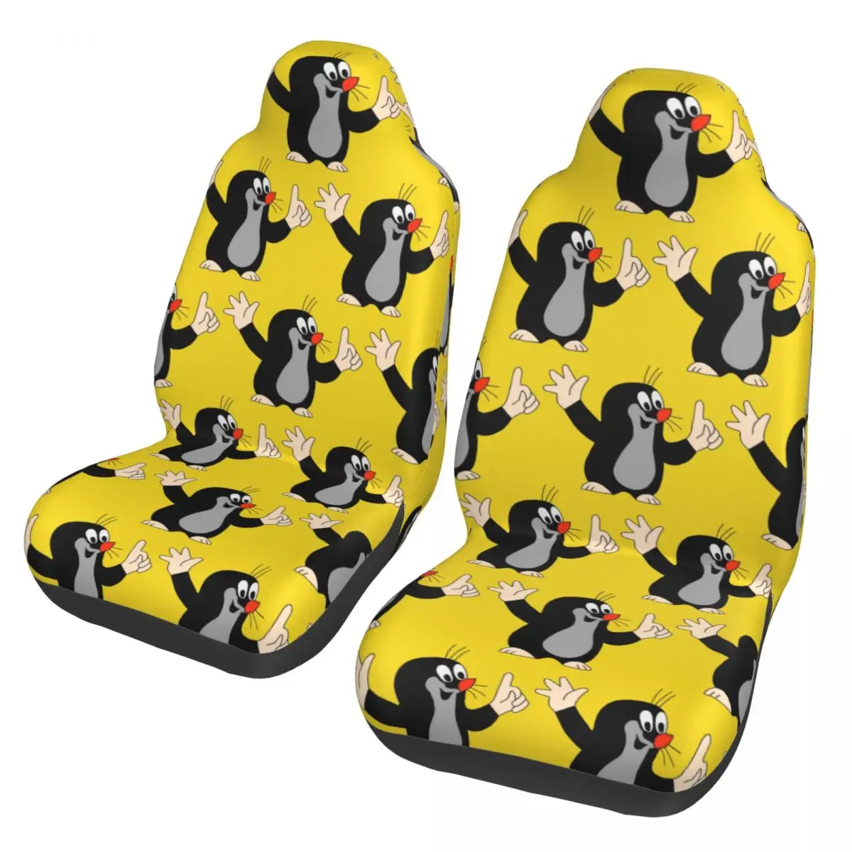 Mole Krtek Little Maulwurf Cute Cartoon Universal Car Seat Cover Protector Interior Accessories Front Rear Flocking Cushion
