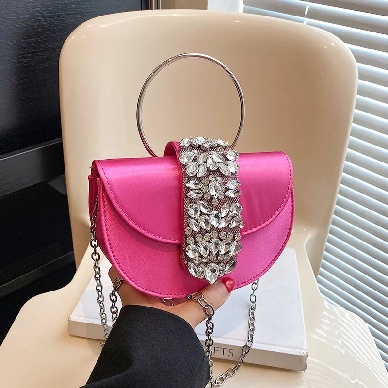 Hot 2024new Women Luxury Evening Bags Shiny Rhinestone Clutch Money Purses Fashion Shoulder Bag Handbag Wedding Party Dinner Bag