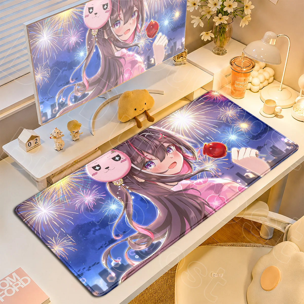 E-Sport Gamer Laptop-Tastatur-Dekorationsmatte, rutschfester Schreibtischunterlage aus Naturkautschuk, Hololive Kawaii Girl AZKi Mauspad, PC-Zubehör – Detail 14