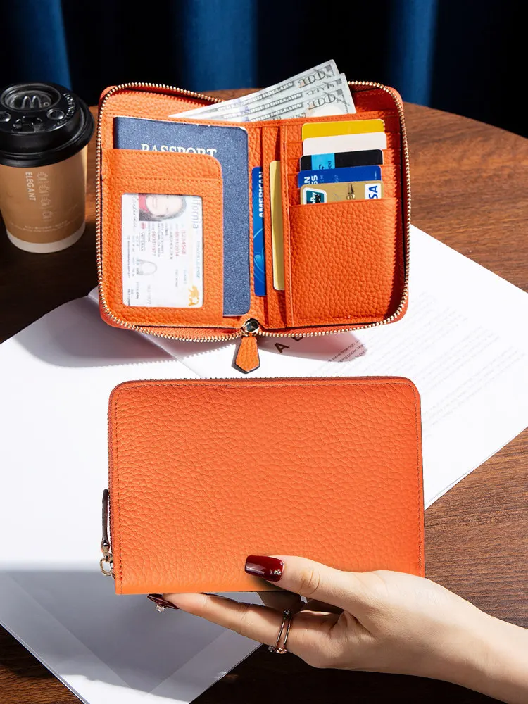 ultra-thin-full-leather-zipper-wallet-multi-card-holder-passport-bag-anti-theft-brush-for-youth-men-and-women
