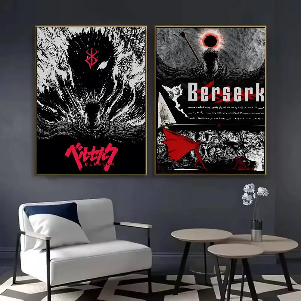 B-Berserk Anime Japan Poster Waterproof Sticky Wall Art Print For Bedroom Living Room Hallway Bar Home Decor