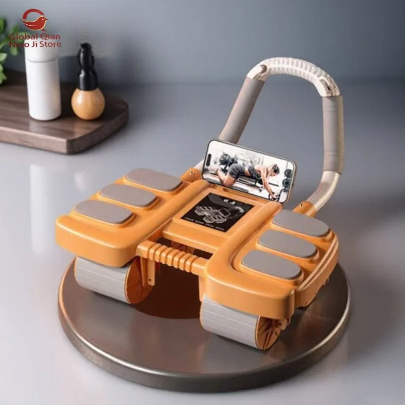 Four-Wheel Abdominal Roller, Elbow Support Automatic Rebound Abdominal Crunch Wheel, Fitness Equipment for Home Workouts