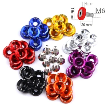 1 conjunto de alumínio boleto fender pára-choques arruela parafuso baía do motor kit vestir jdm m6x20mm parafusos