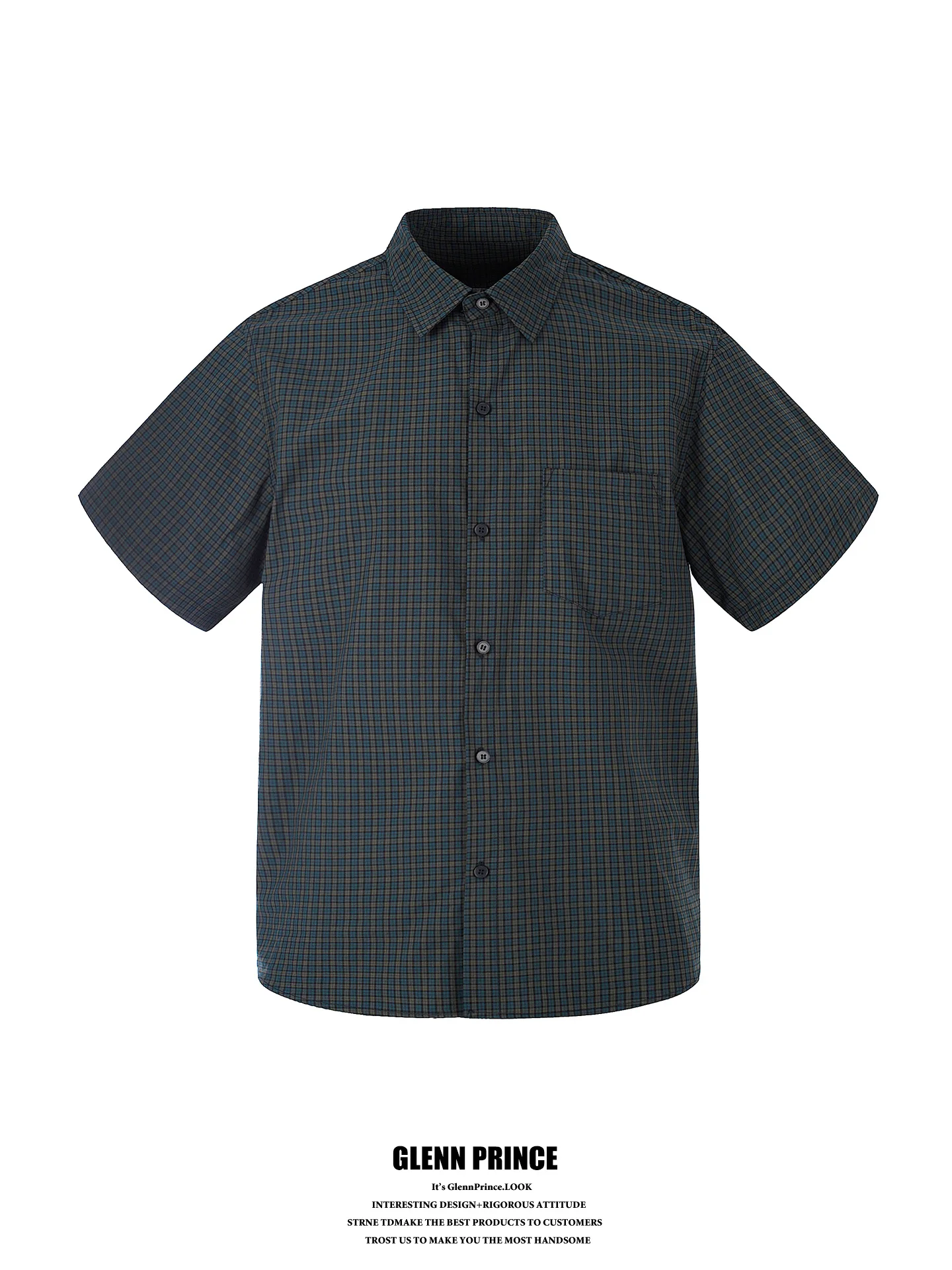 

GPstudio American Retro Plaid Pure Cotton Short Sleeve Shirt Men's Summer Slimming Casual Commuting Versatile Shirt