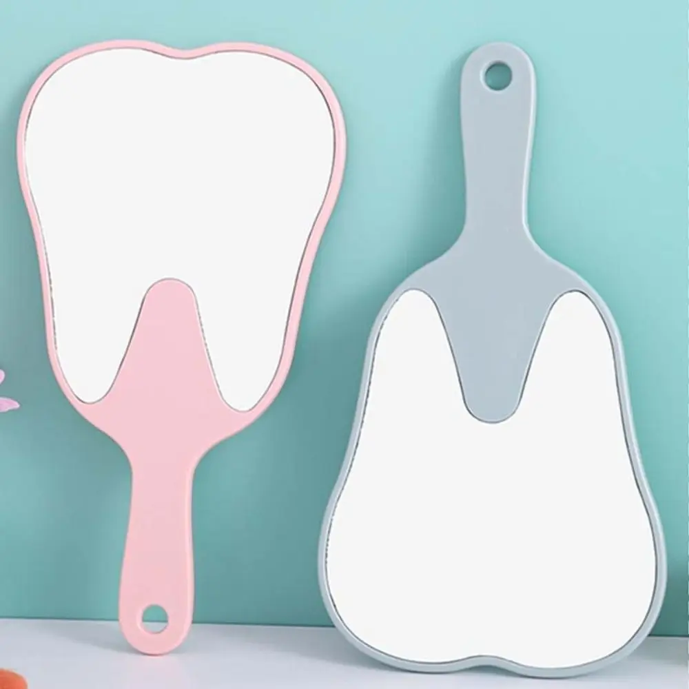 Plastic Tooth-shaped Mirror High-definition Lightweight Handheld Sector Mirror Mini Portable Makeup Mirror Gift Mirror