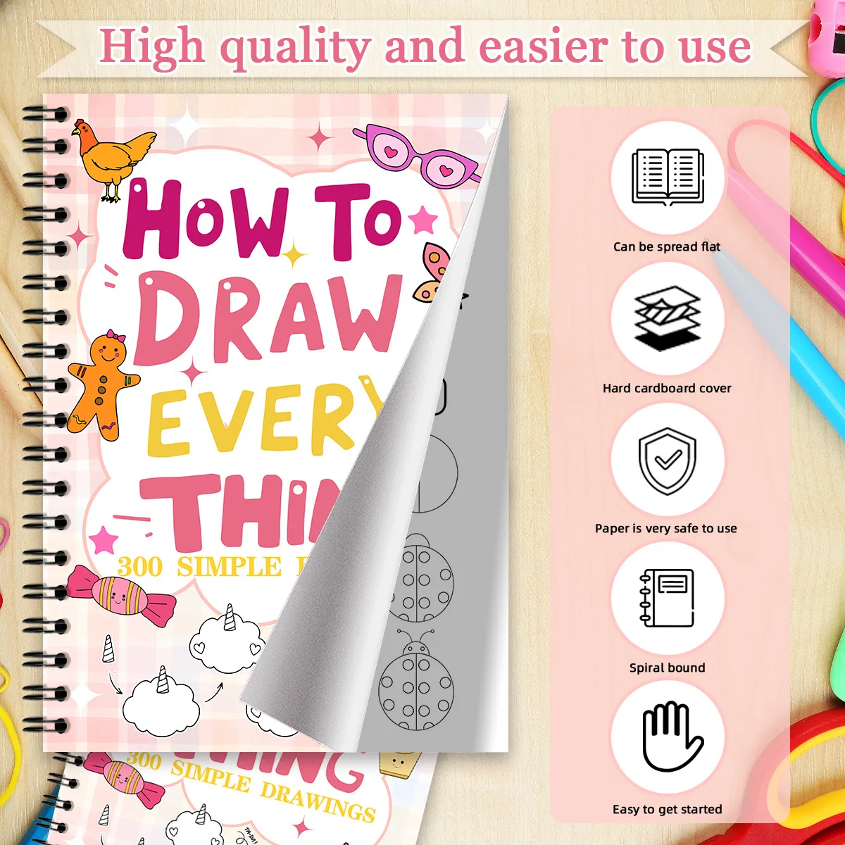 300 Simple Drawings Book Step By Step Guide Learn To Sketch with Pencils Practice for Beginners Adults Gift
