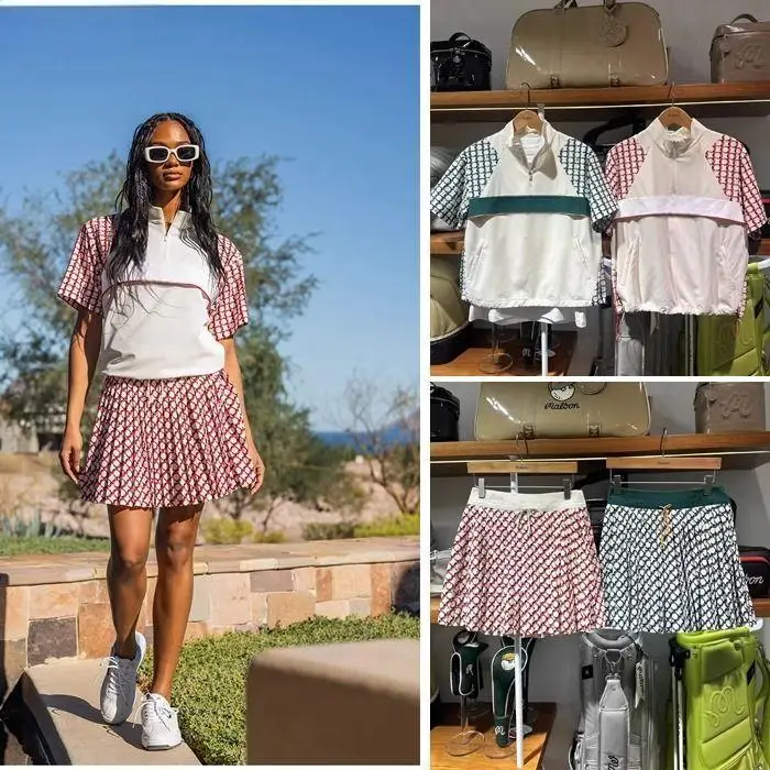 2026 Summer New Women Golf T Shirt Color Block Print Quick Dry Breathable Short Sleeve Sports Tops Ladies Golf Apparel