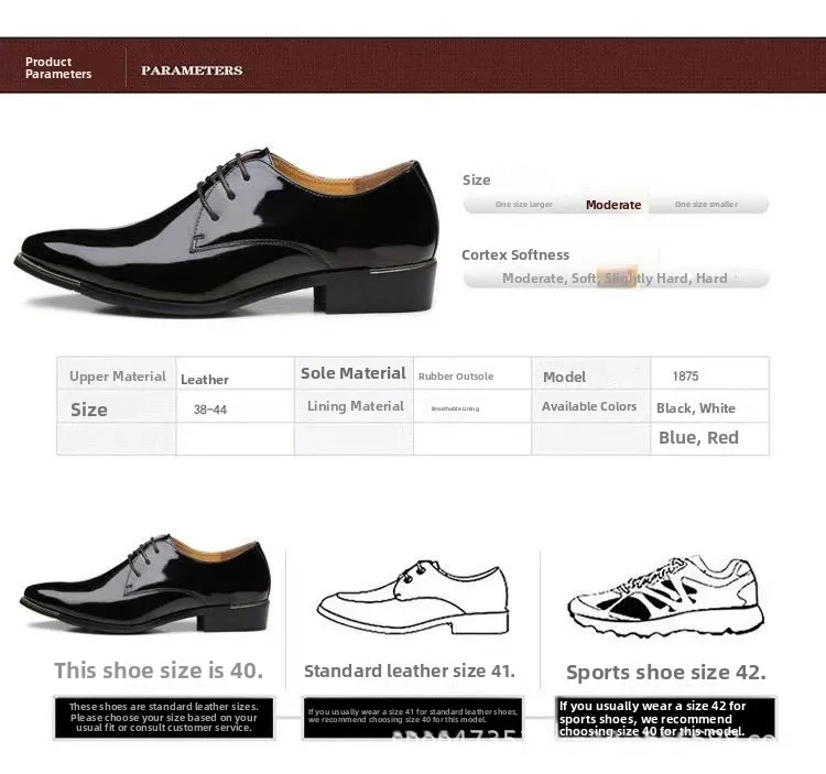 Italian Oxford Patent Leather Men's Dress Shoes Front Angle Showcase