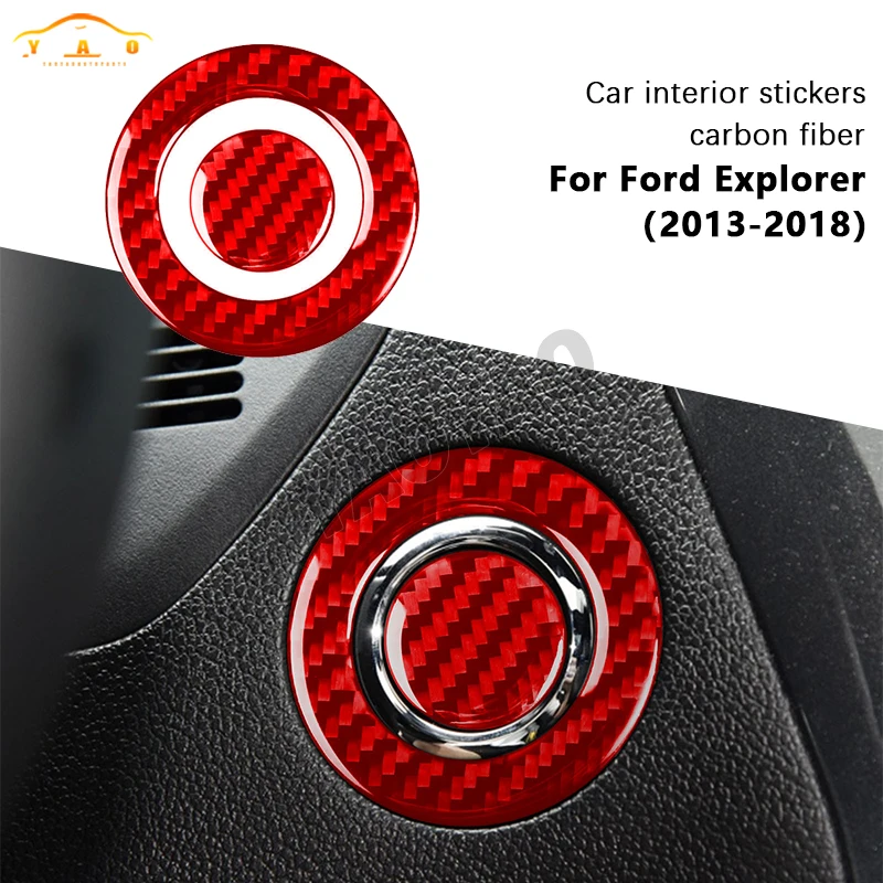 

"For Ford Explorer 2013-2018 Carbon Fiber Car Accessories Auto Start Engine Ignition Ring Button Interior Trim Sticker Decal "