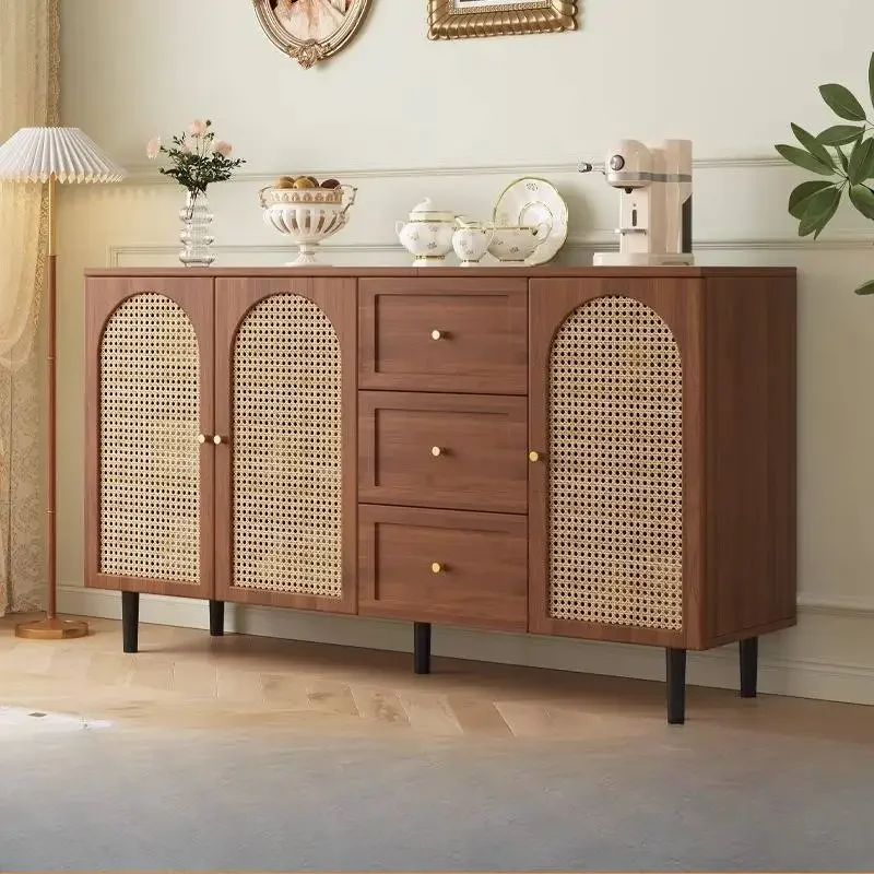 Waterproof Storage Living Room Cabinets Rattan Vintage Glass Display Cabinets Drawer Wooden Gabinete De Almacenamiento Furniture