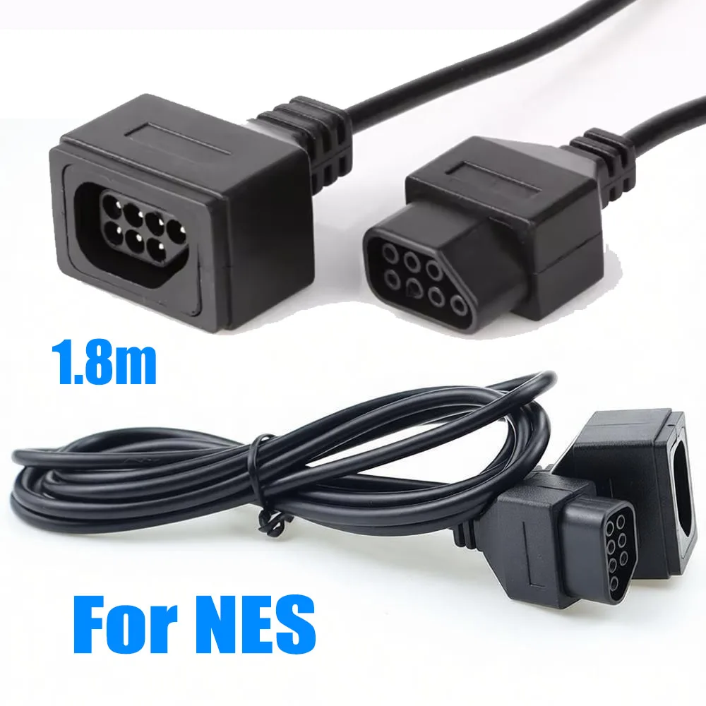 Cable de extensión de 1,8 m para controlador NES 7P, Cable de extensión para controlador de juego NES Classic Mini Lead de 7 pines para NES
