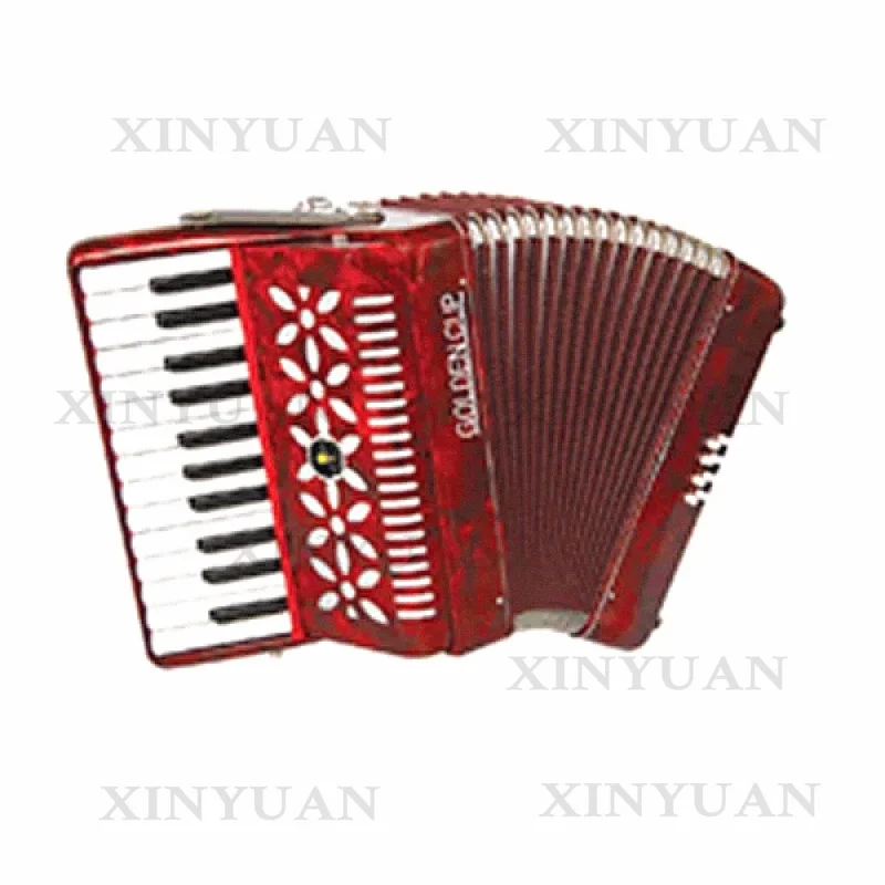 Chromatic Piano Accordion JP2508, 25 Keys 8 Bass Red Celluloid Musical Instrument