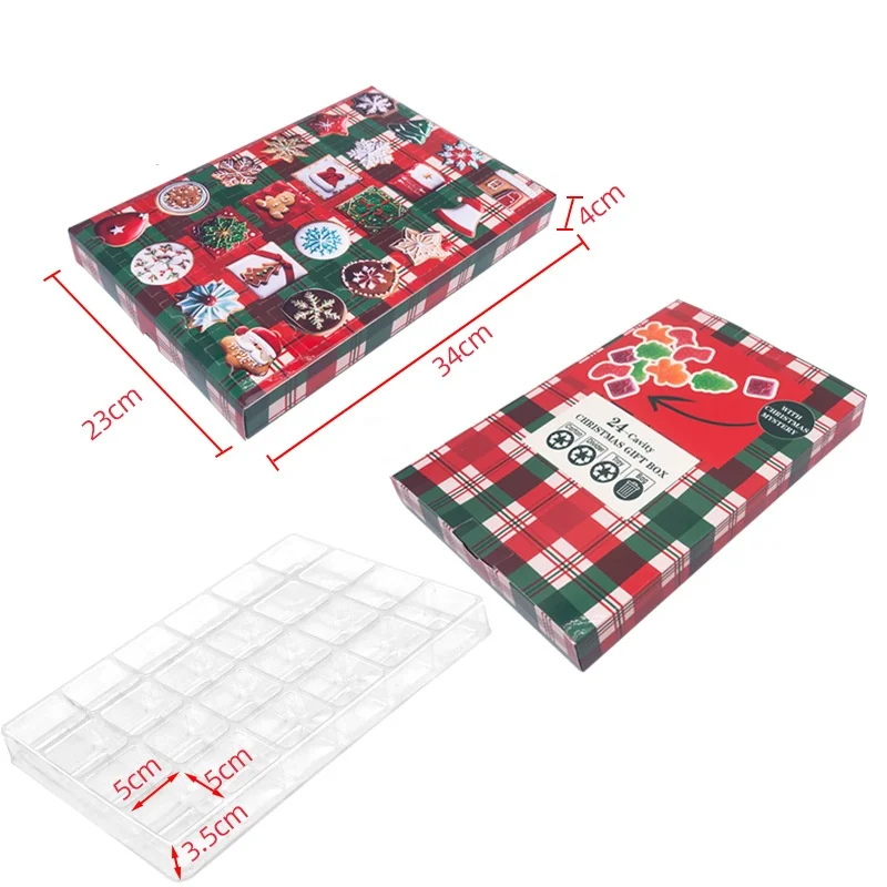 Customization.2024 Custom Printed Paper Packaging Gift Box Christmas Advent Calendar with Plastic Blister Embossing and Matt Lam