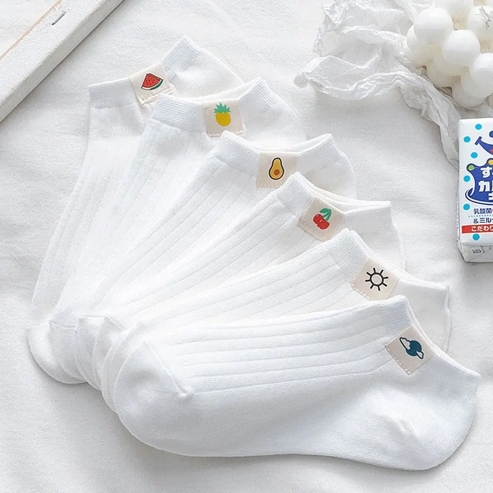 

Fruit Pattern Decor Women Short Socks Cute Breathable Boat Socks Polyester Cotton Shallow Mouth Ankle Low Sock Summer