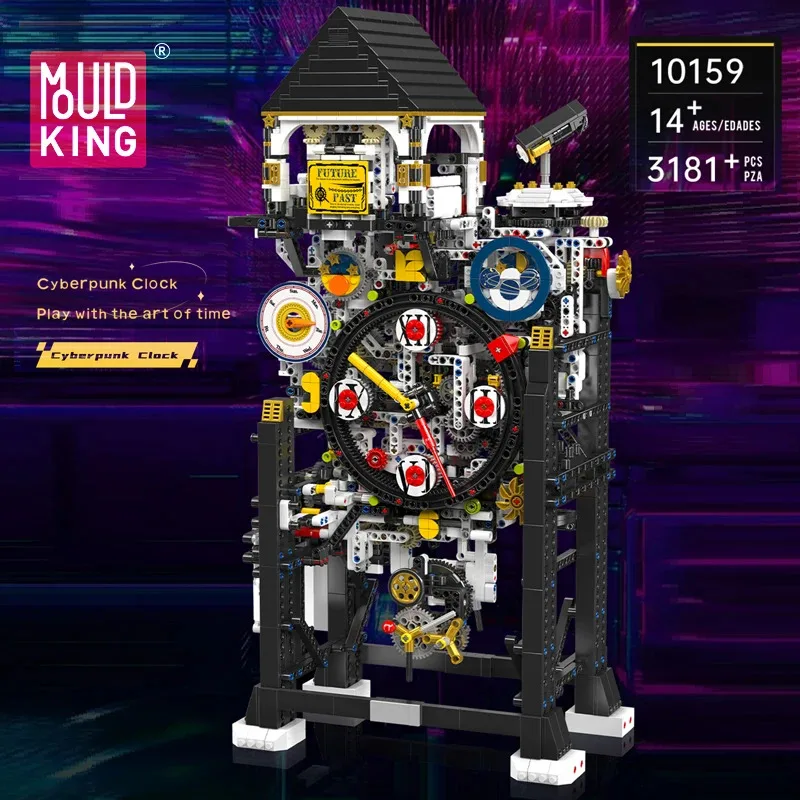

Mold King 10159, технические игрушки, моторизованные часы-киберпанк, строительный блок, креативный набор кирпичей, сборка, детский рождественский подарок