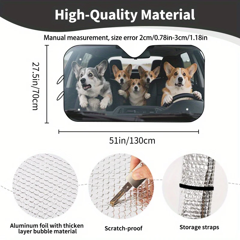 Funny Animal Driving 1pc Car Interior Sun Visor, Car Window Sun Visor Prevent UV With Four Suction Cups Easy To Install Prevent
