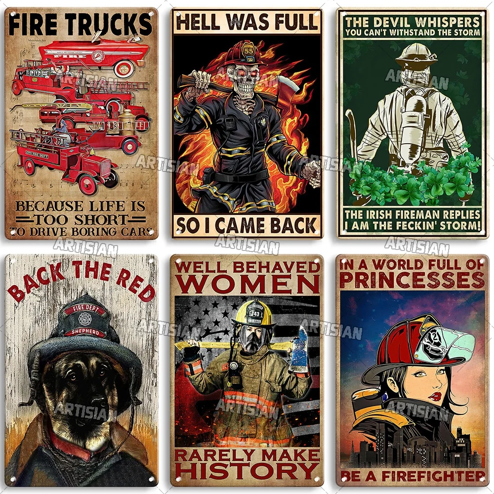 Artisian Firefighter Metal Plaque Fireman Tin Poster Decorative Sign Wall Decor Garage Bar Pub Club Hotel Kitchen Home Man Cave