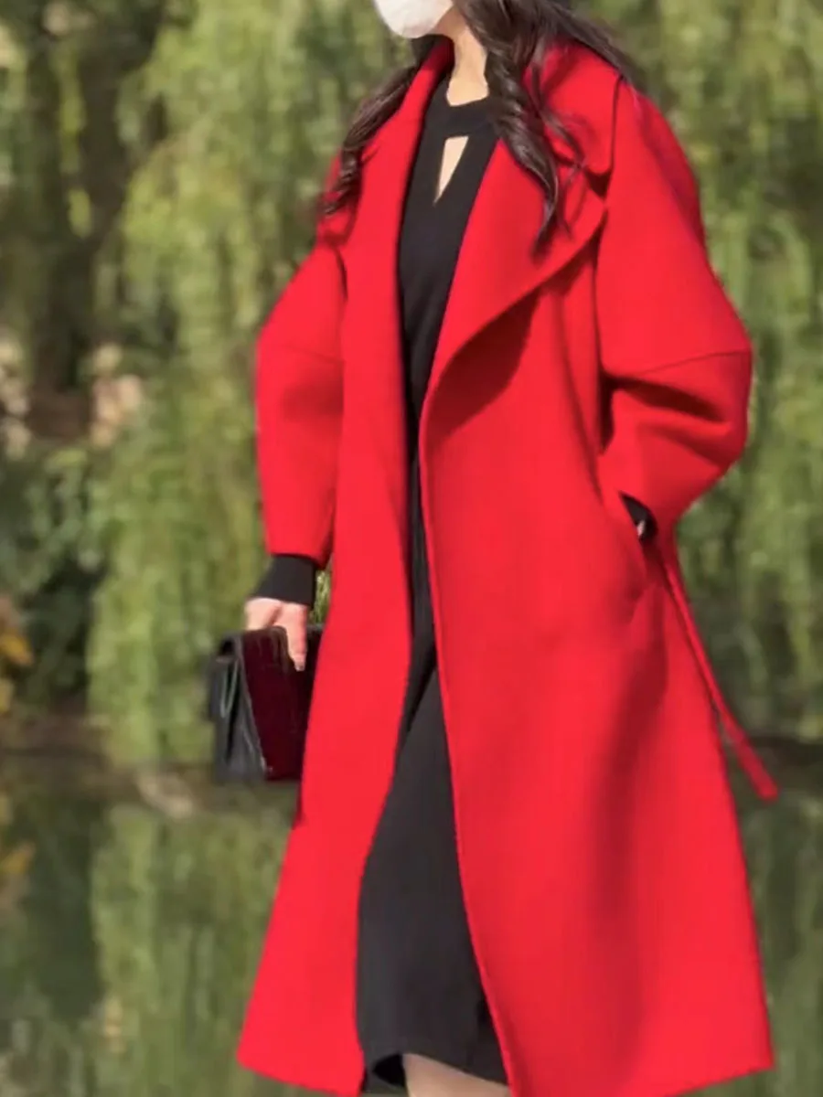 Doppelseitiger Kamere-Wollmantel für Damen, Herbst und Winter, 2024, neuer koreanischer Sle, High-End-Feeling, mittellang, Hepburn Sle Woole...