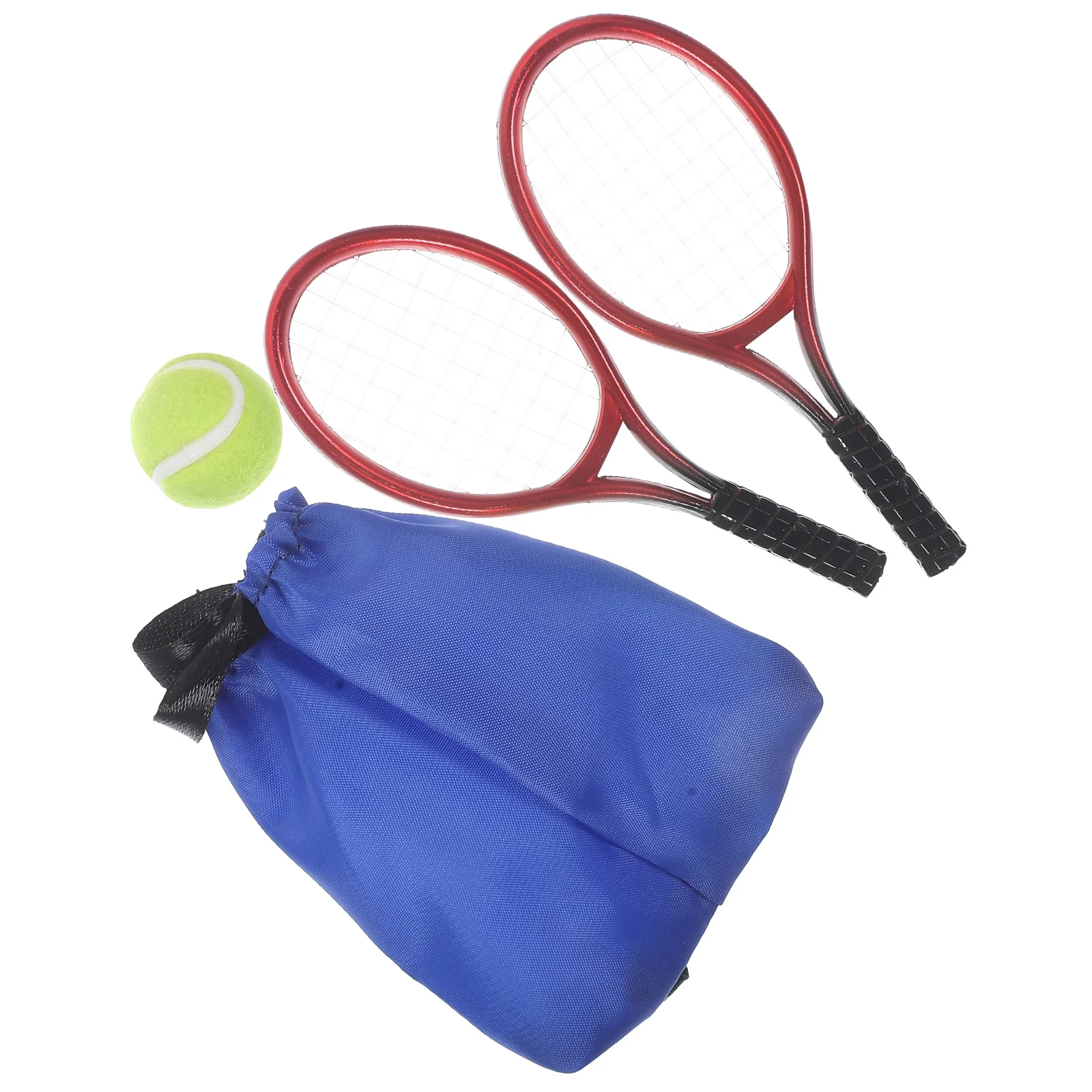 

Mini Tennis Set Accessories for Dolls Toy Racket Decor Children Rackets Photography Props Tool Model Desktop