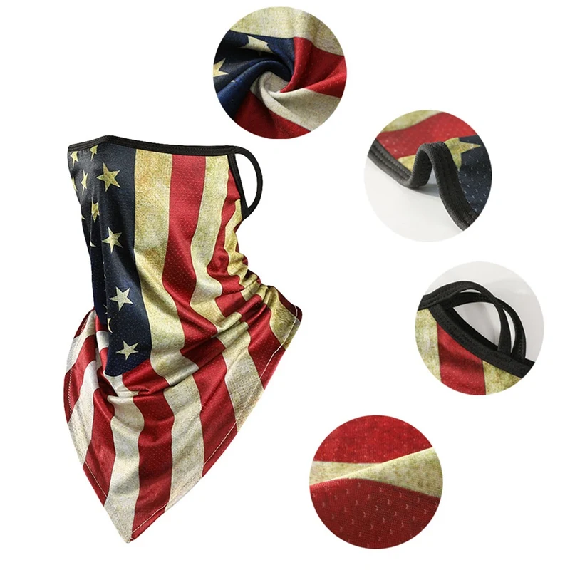 USA Fashion Mask Ear Hanging Mouth Cover Bicycle Cycling Masks Bandana Neck Gaiter Tube Hiking Climbing Headband Camping Scarf