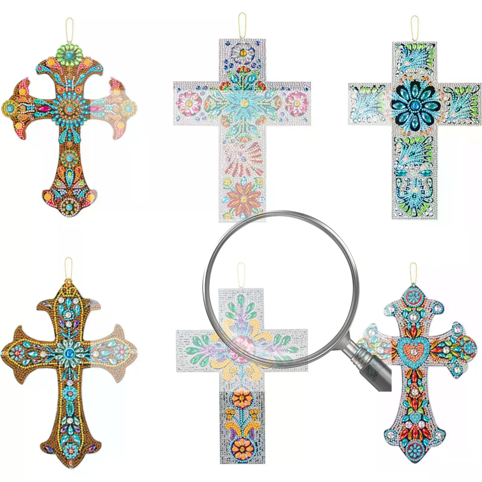 

DIY Diamond Painting Cross Pendant Acrylic Rhinestone Hanging Wall Ornaments Kit