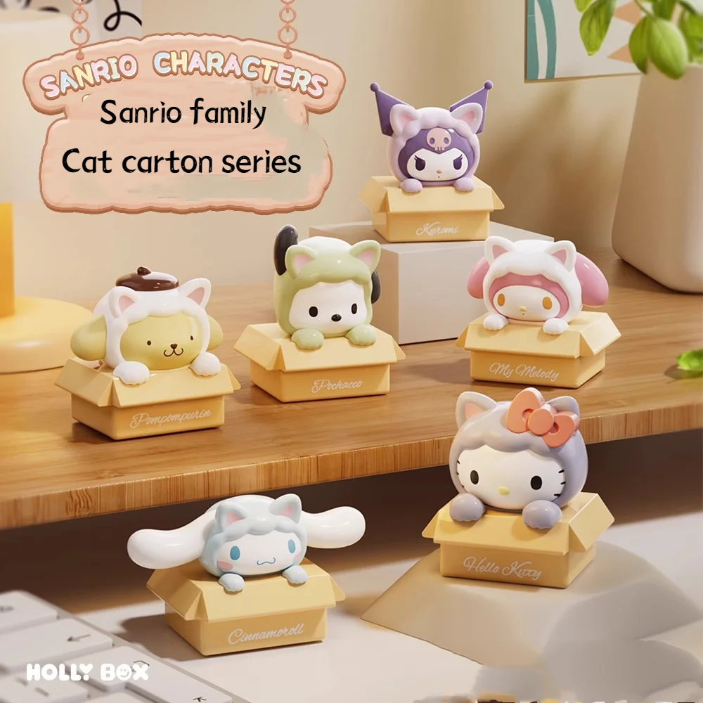 24Pcs Sanrio Hellokitty Kuromi Blind Box Cartoon Cute Cat Carton Desktop Interior Decoration Ornaments Gifts From Friends During