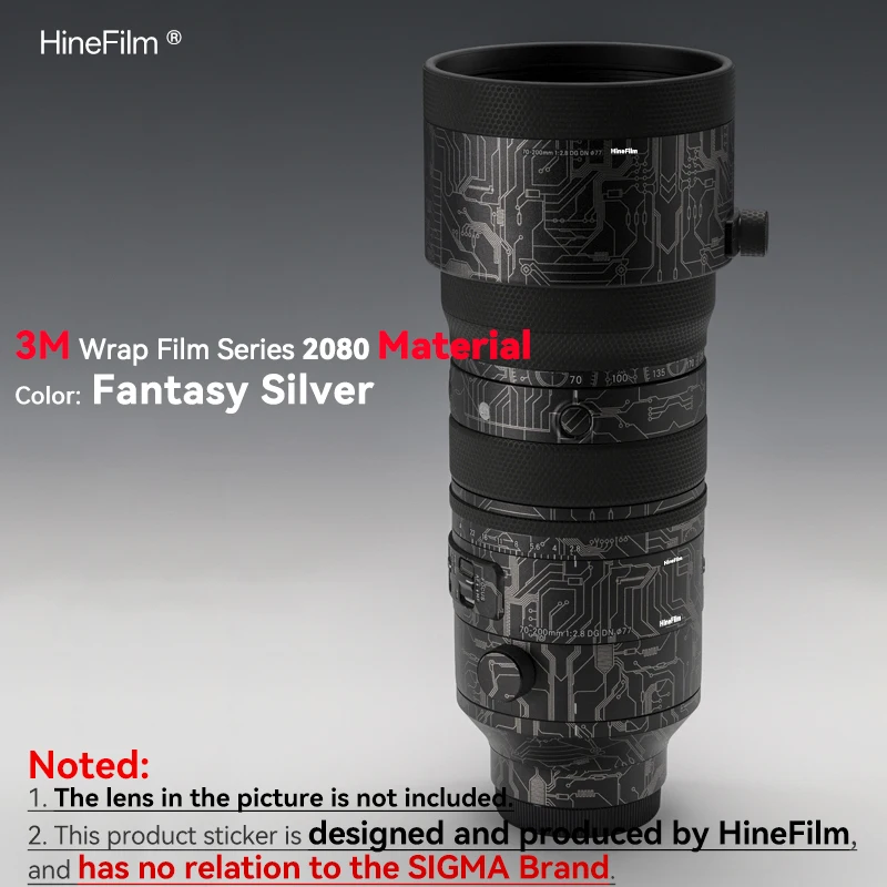 Hinefilm for Sigma 70-200F2.8 DG DN E Mount Lens Decal Skin 70-200mm F2.8 for Sony Mount Lens Protector 70200 Protective Sticker