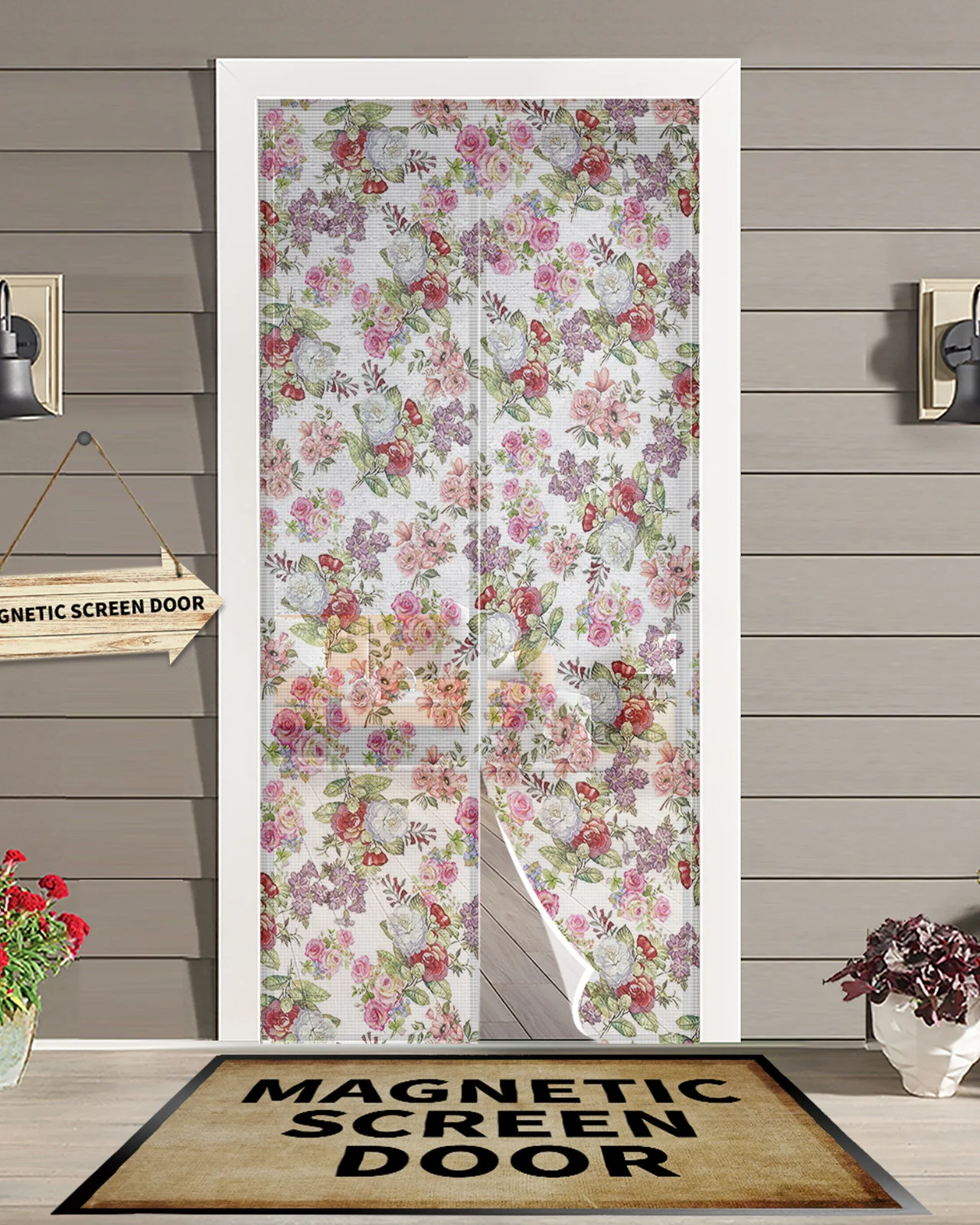 Flower Leaf Gradient Kitchen Curtain Magnetic Mosquito Net Curtains Summer Bedroom Anti Insect Door Curtain