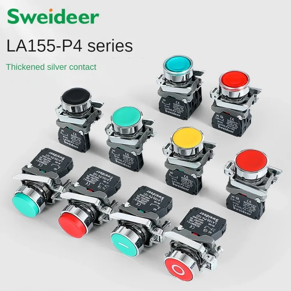 Przycisk XB4 chwilowy samoresetujący z płaską, wysoką główką 22mm, przycisk zasilania z podświetleniem XB4-BA42 BA31 BA51 10A NC/NO Czerwony