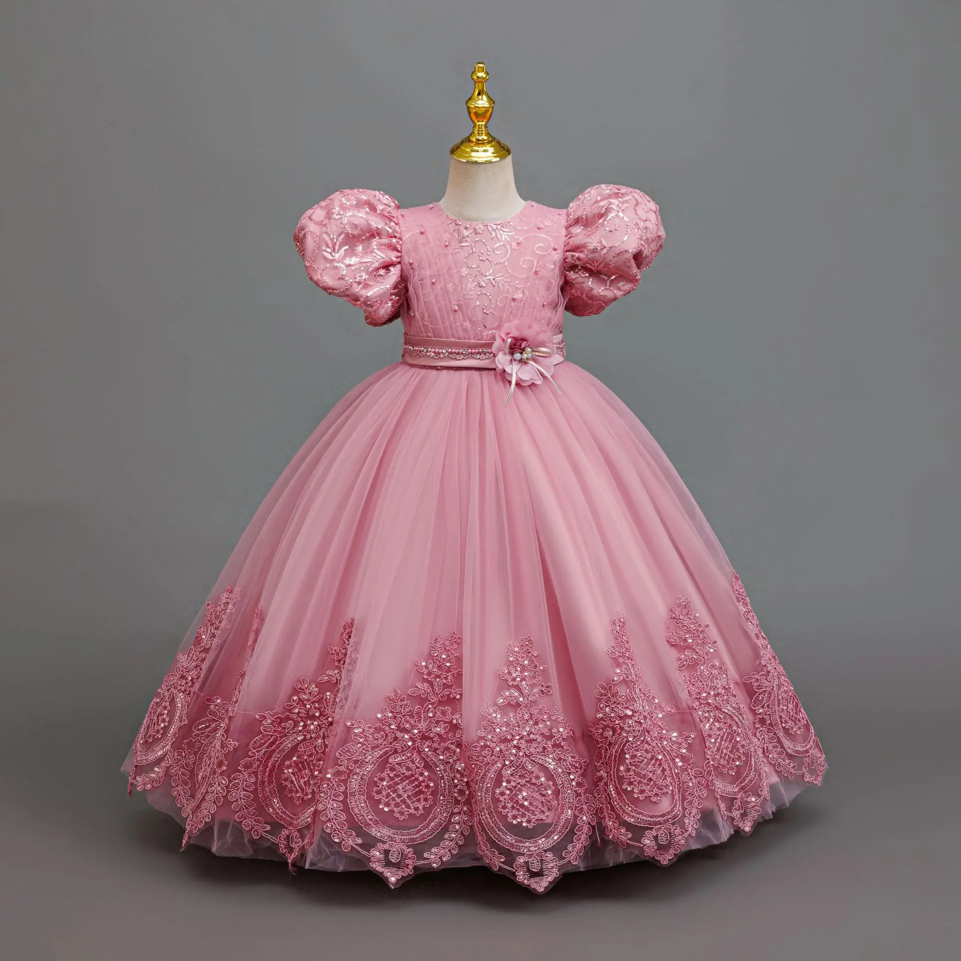 4-12 years old flower boy wedding dress evening dress sequins long Halloween girl dress Christmas performance host speeches