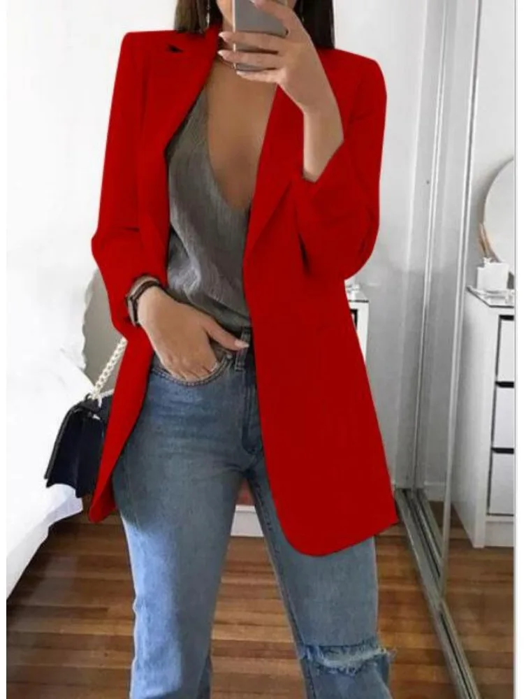 Women\'s Blazers Elegant Suit Jacket Autumn Winter Overcoat Solid Lapel Jacket Fashion Outer Wear Korean Reviews Many Coat