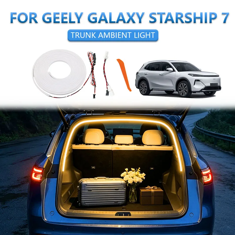 FOR GEELY GALAXY STARSHIP 7 Trunk Light Modification Light Atmosphere Lights White Warm White Rear Trunk LED Light Bar
