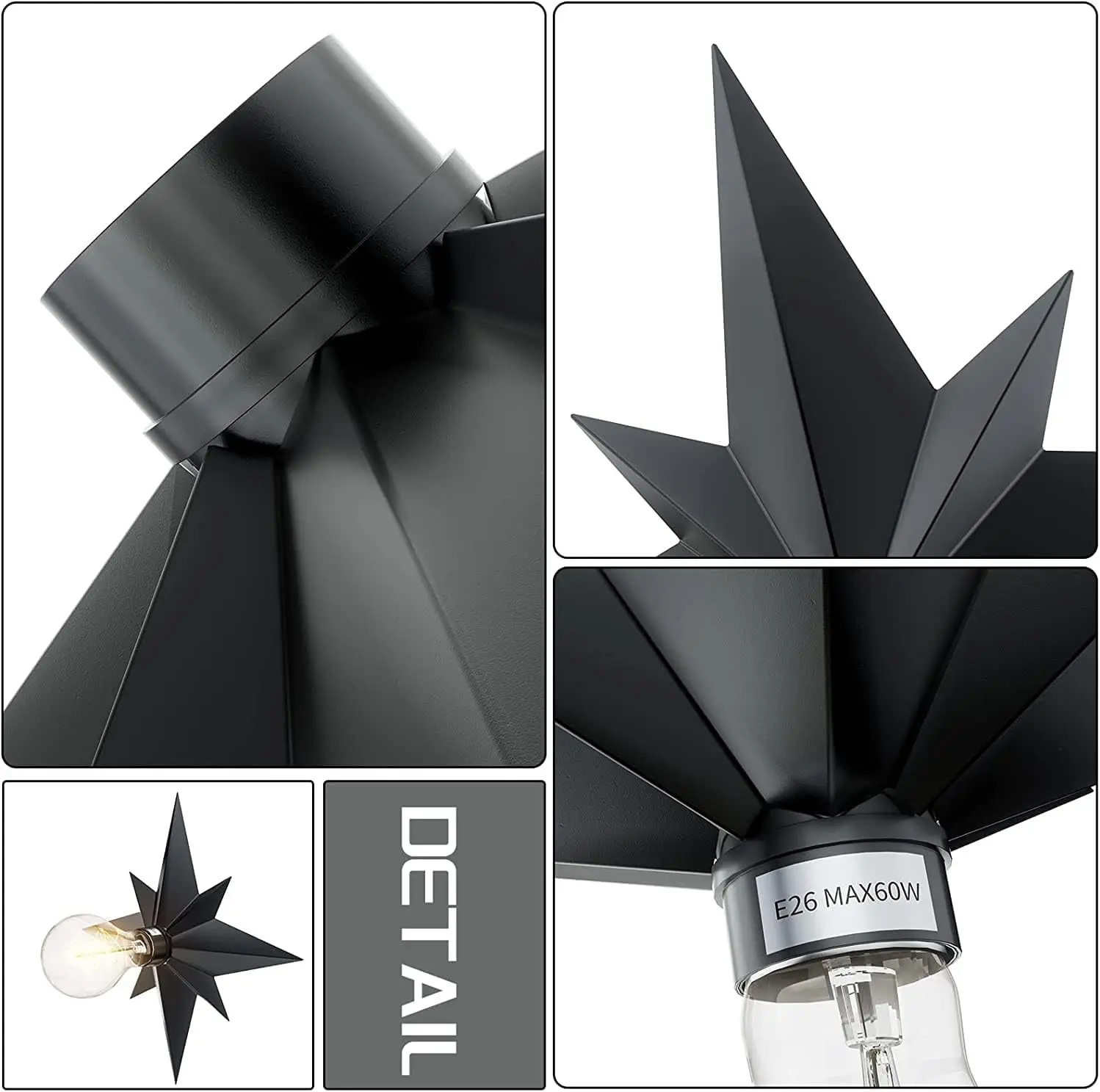 Indoor ceiling light star shaped dual color optional small bedroom ceiling light