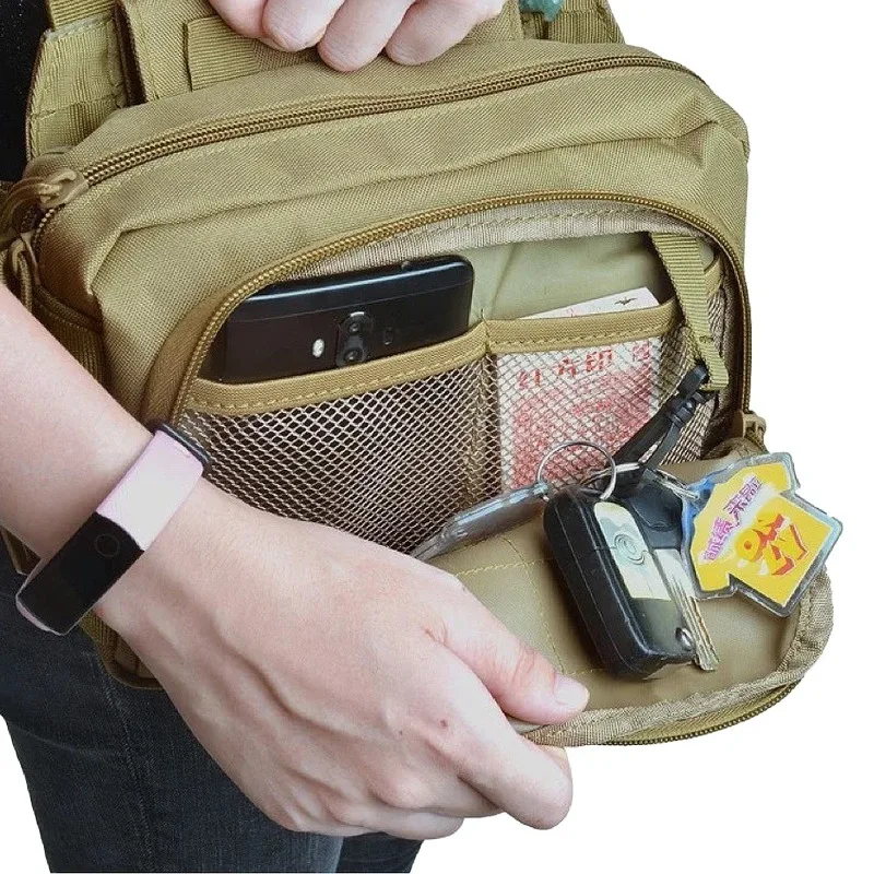 Tactical Nylon Messenger Bag 2-Banger Crossbody Carryall with Magazine Pouch for Hunting Range Gear