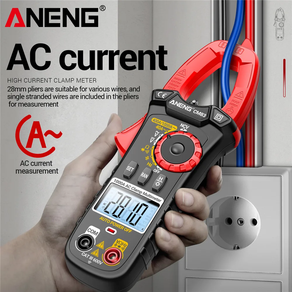 ANENG CM83 Digital Clamp Meter 4000 Count Multimeter 1000A AC Current Capacitance DC/AC Voltmeter NCV Sense Ohmmeter Tester Tool
