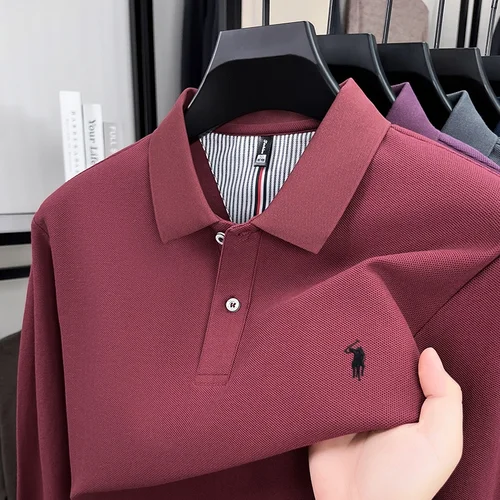 Imagen 2 del producto 100% algodón puro de lujo primavera y otoño nueva camisa polo para hombre exquisito Paul original bordado superventas top de manga larga