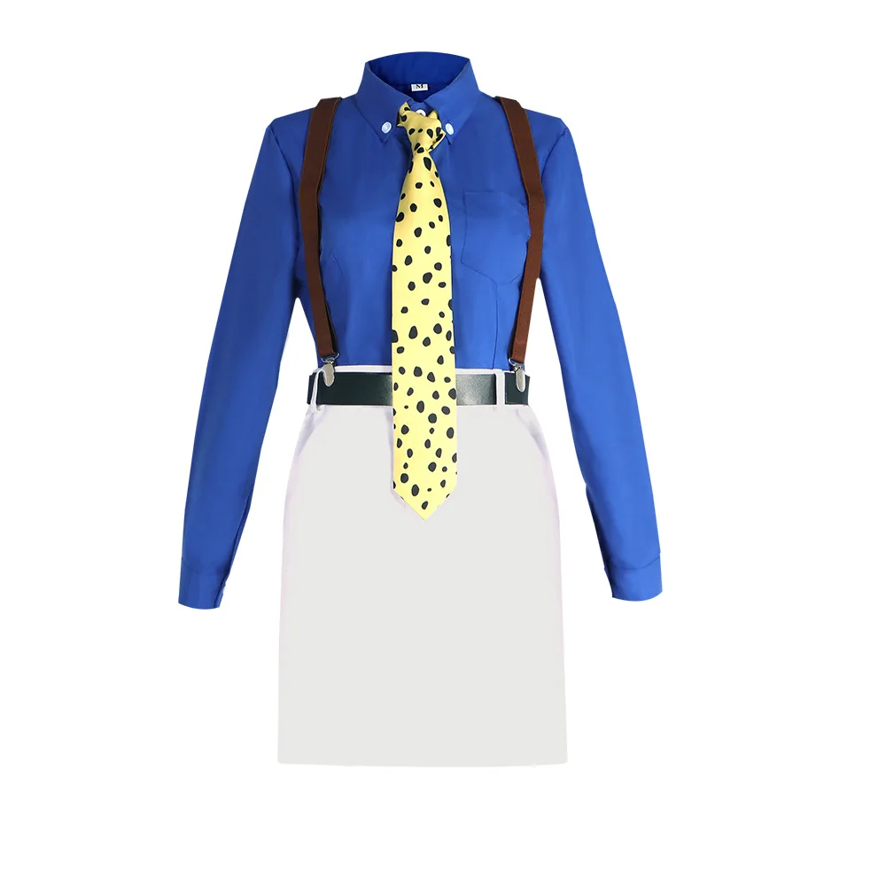 WENAM Nanami Kento Cosplay Costume Women's Shirt Slim Fit Skirt with Tie Suspender Glasses Nanami Kento Women JJK Costume view 5