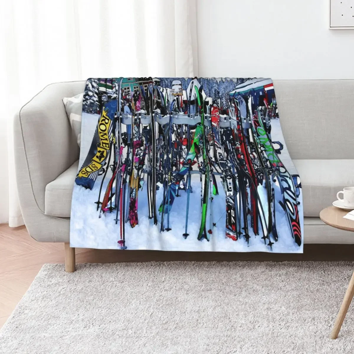 

Ski Party - Skis and Poles Throw Blanket anime Sofa Decorative Sofa Polar Blankets