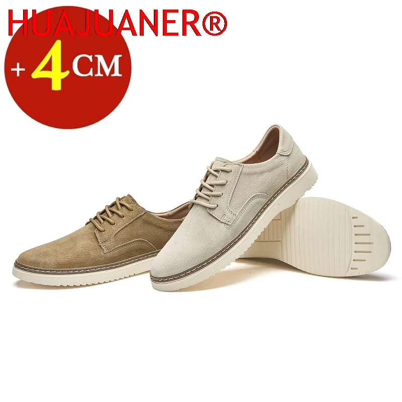Scarpe casual classiche in vera pelle Sneakers Scarpe da ascensore da uomo Scarpe con rialzo per uomo Solette 4CM Sport Tempo libero più alto