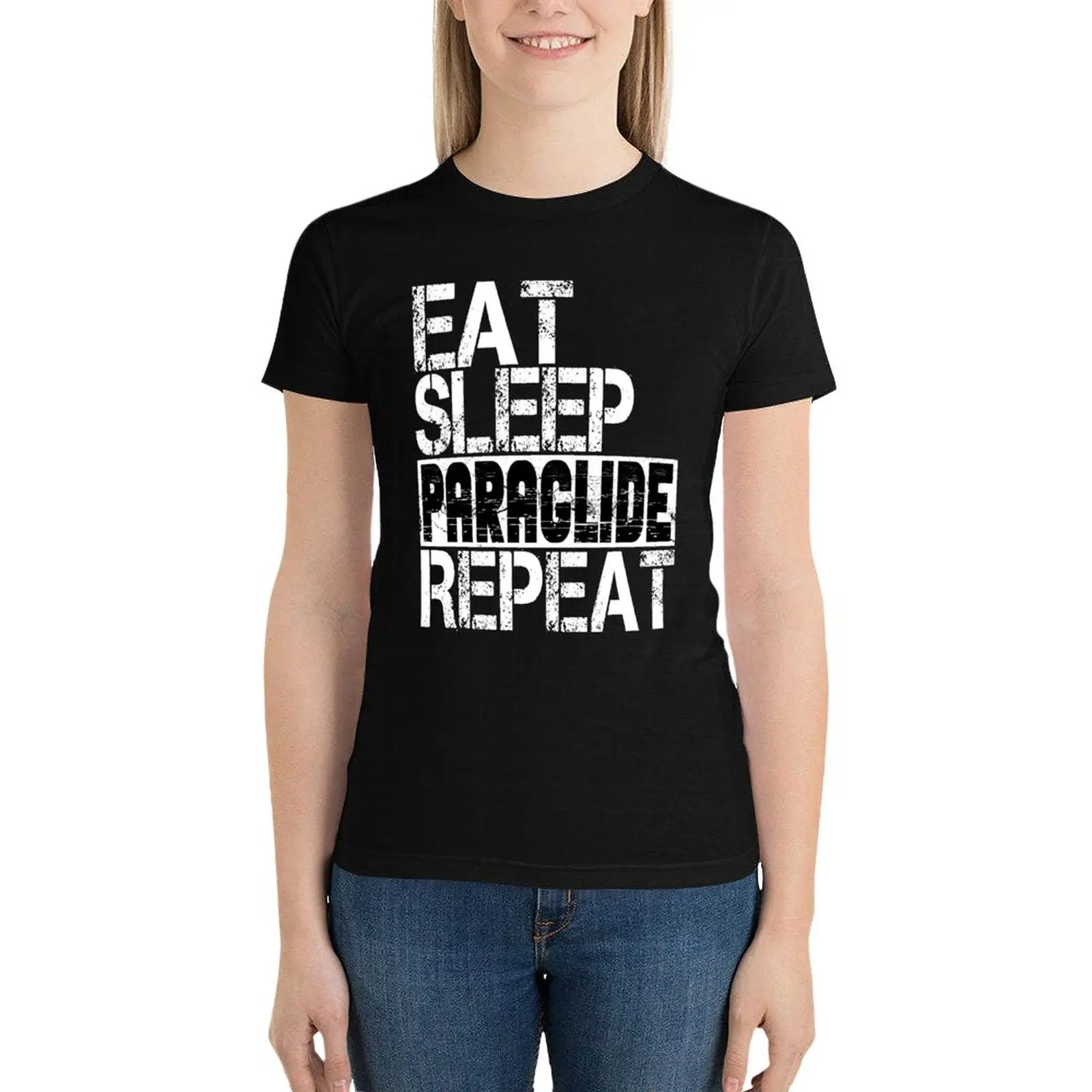 Eat Sleep Paraglide Repeat, Grunge T-Shirt vintage clothes summer top t-shirt dress for Women sexy