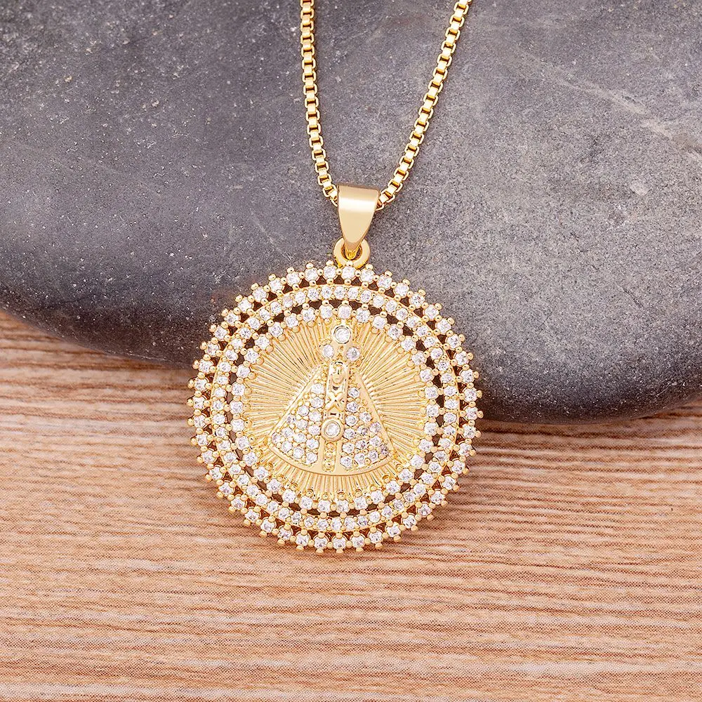 Nidin Korean Crystal Pendant Necklace for Women Fashion Gold Color Geometric Zircon Choker on Neck Accessories Jewelry Gift