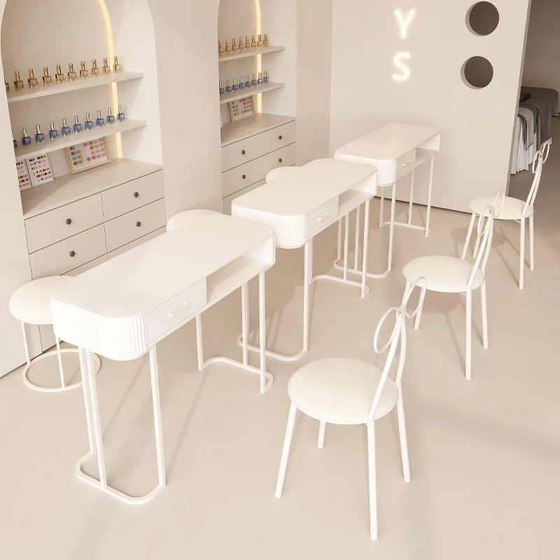 

French Glamour Nail Desk Nordic Luxury Chinese Style Rustic Nail Table With Drawers Aesthetic Table De Manucure Salon Furniture