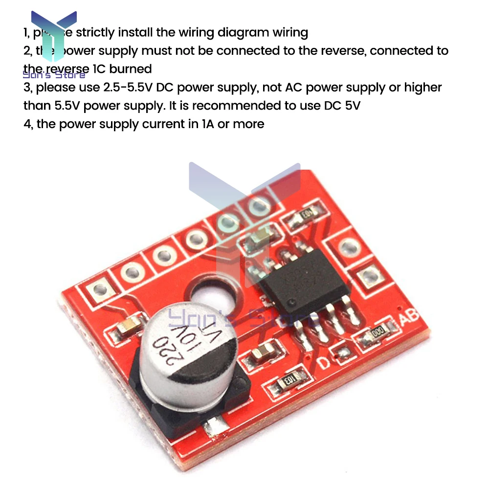 3Pcs XS9871 Mini Mono Stereo High Power Digital Audio Power Amplifier Board Audio Power Amplifier Board DC2.5V-5V 5W