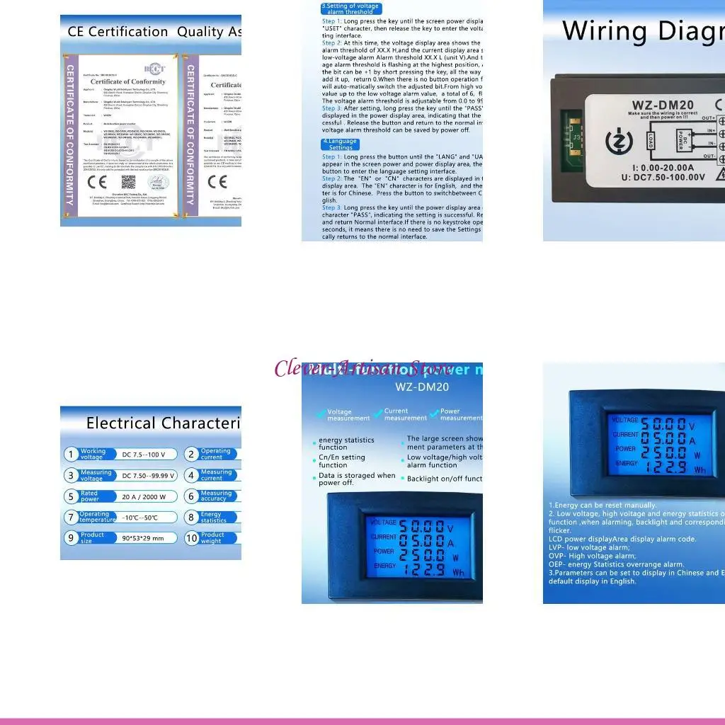

E06B High Accuracy Voltmeter Ammeter Wattmeter Power Energy Meter kwh Watt Amp